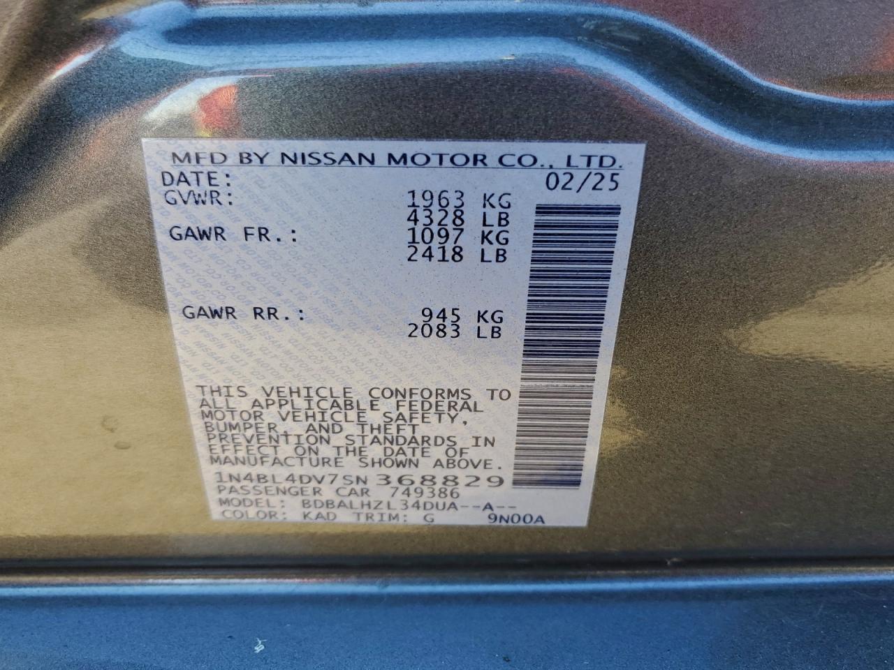 2025 NISSAN ALTIMA SV photo 13