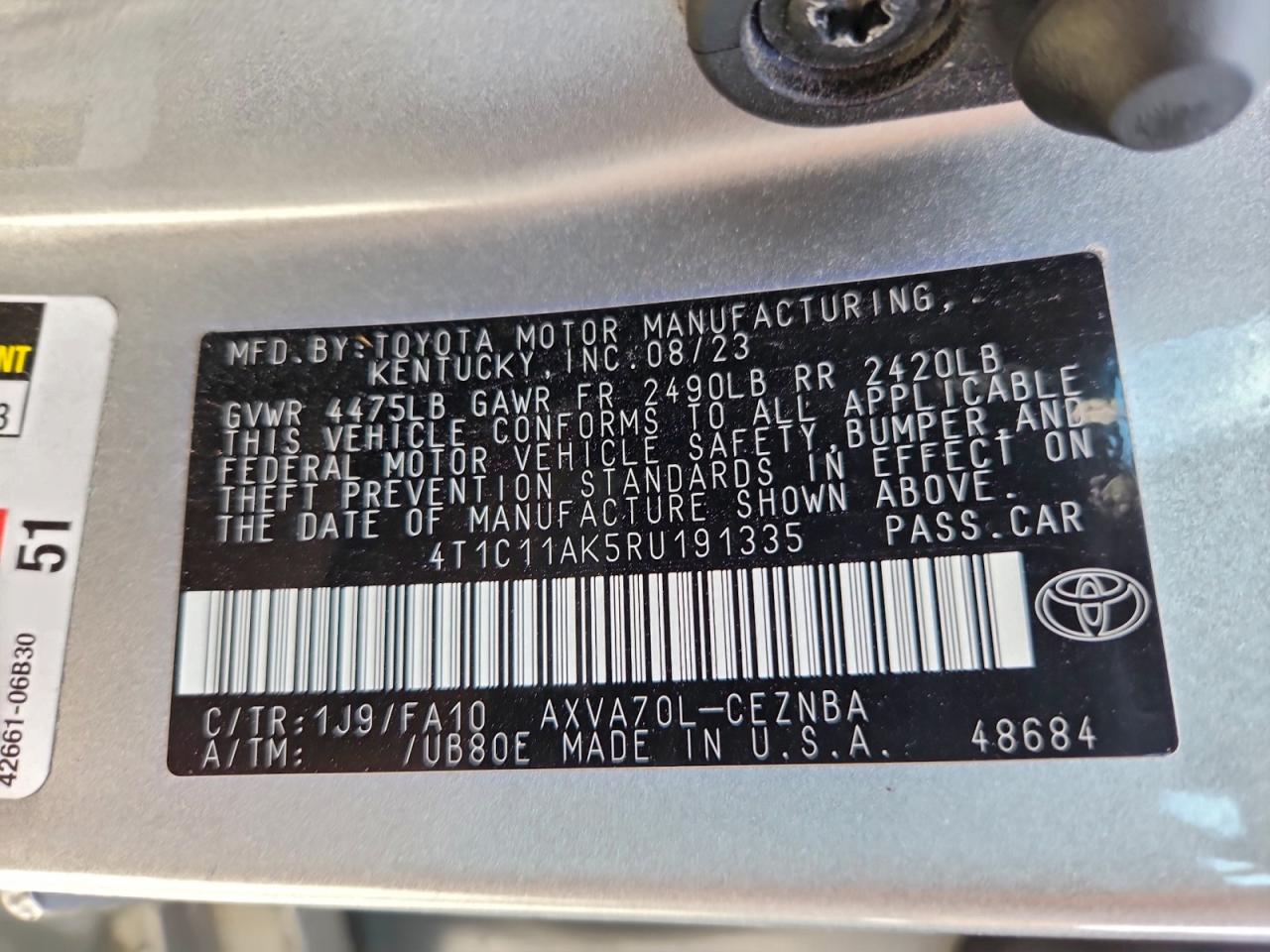 2024 TOYOTA CAMRY LE photo 12