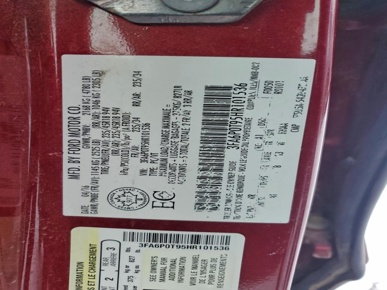 2017 FORD FUSION SE photo 23