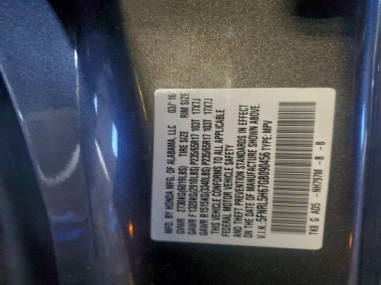 2016 HONDA ODYSSEY EXL photo 13
