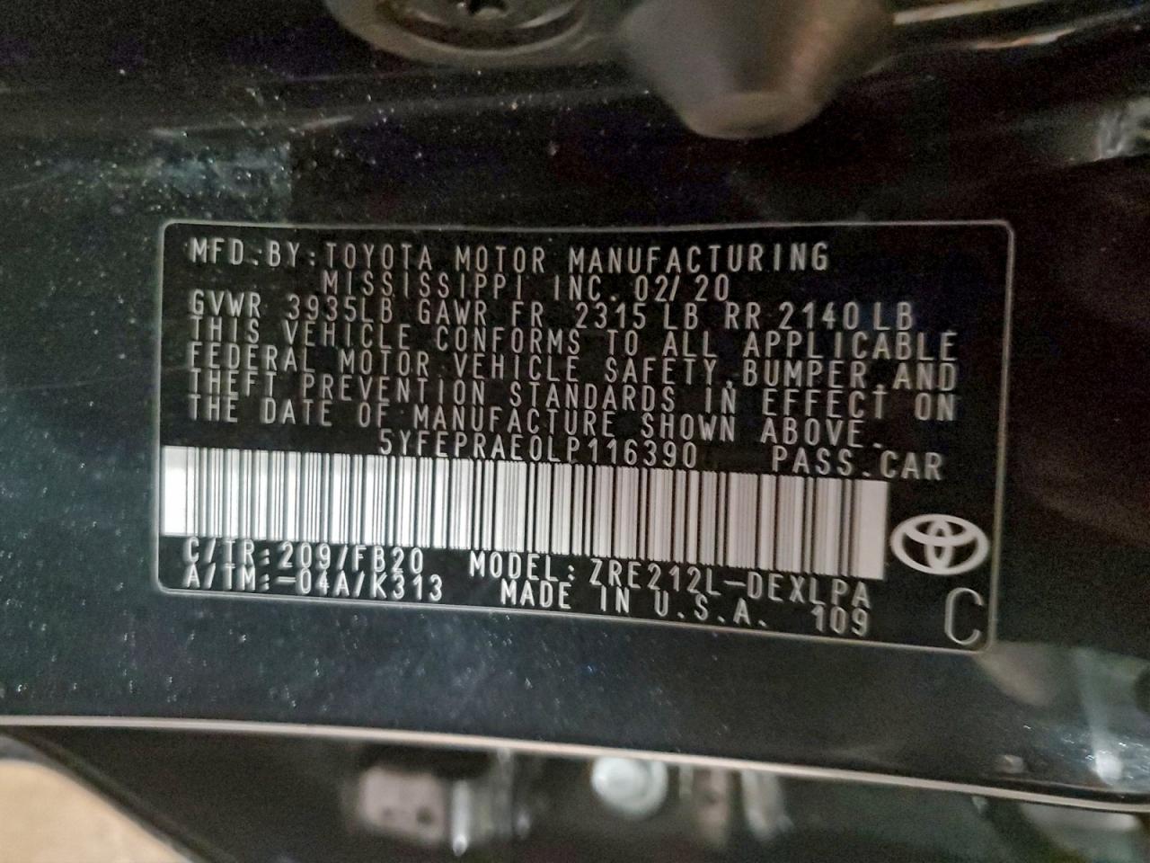 2020 TOYOTA COROLLA LE photo 37