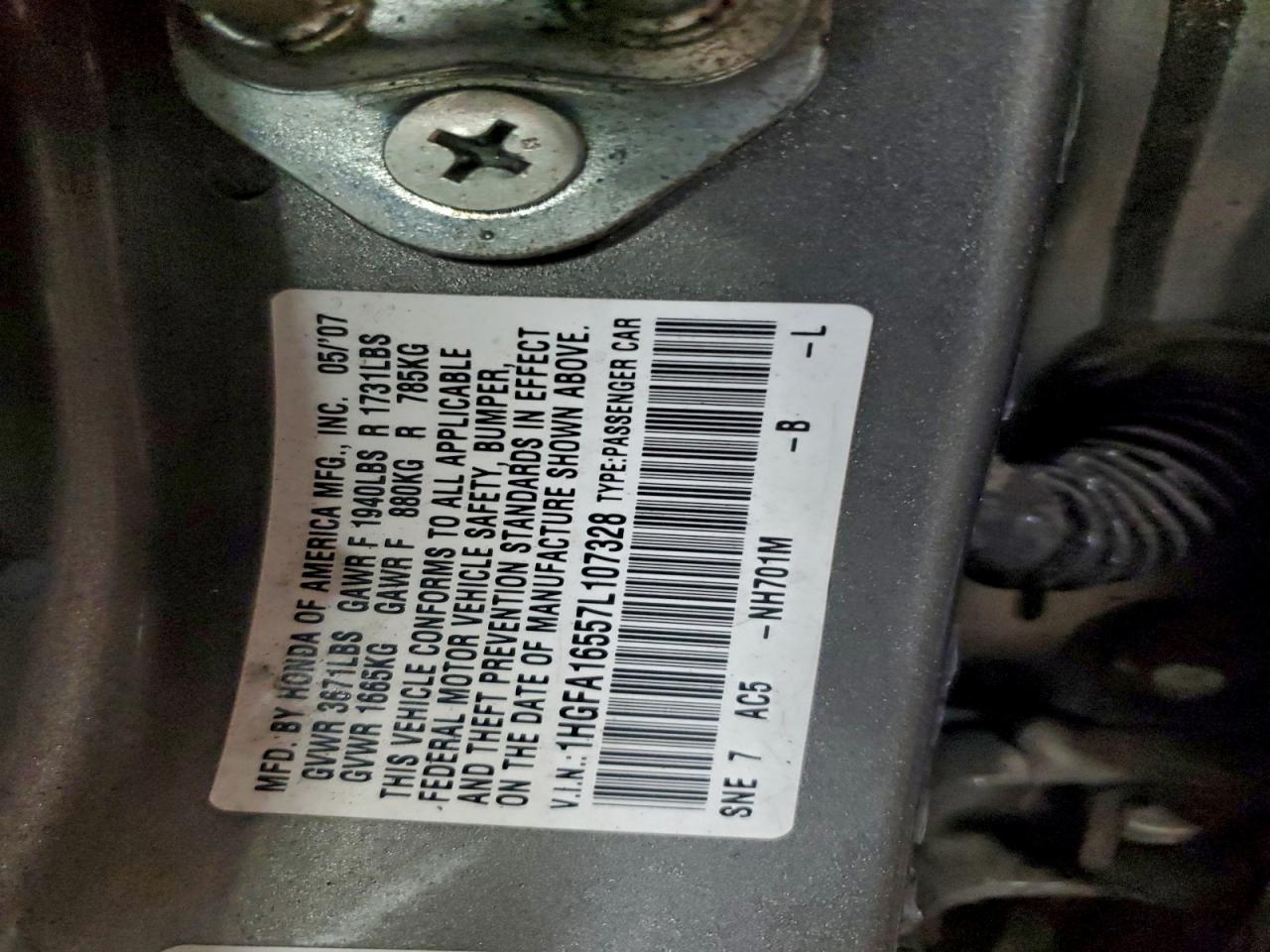 2007 HONDA CIVIC LX photo 13
