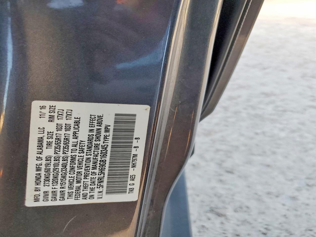2016 HONDA ODYSSEY EXL photo 27
