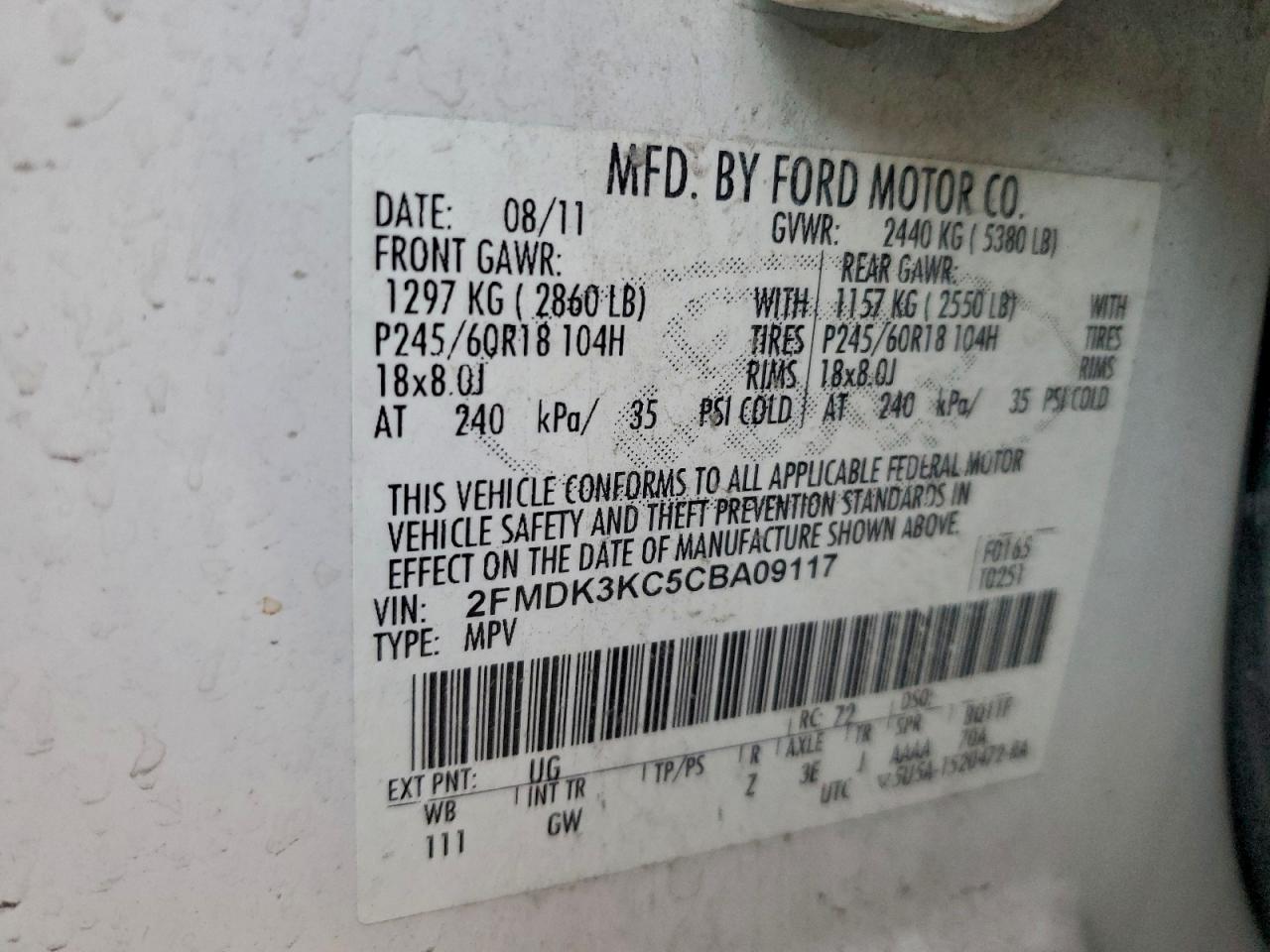 2012 FORD EDGE LIMITED photo 13
