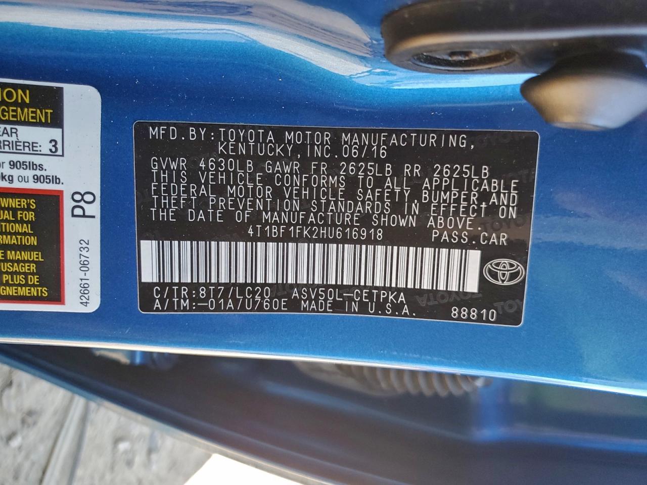 2017 TOYOTA CAMRY LE photo 13