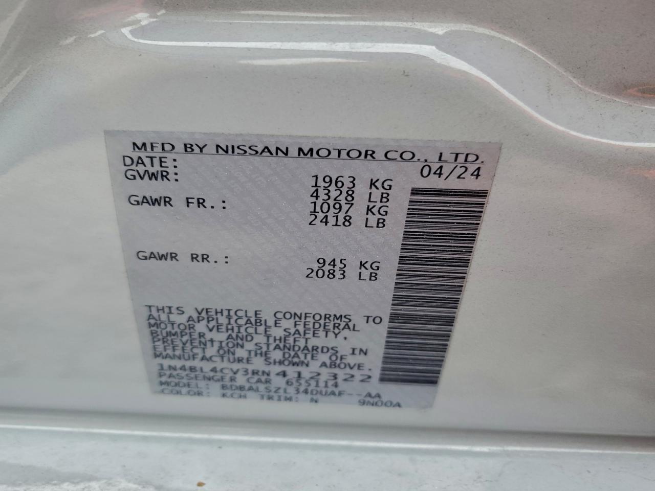 2024 NISSAN ALTIMA SR photo 12