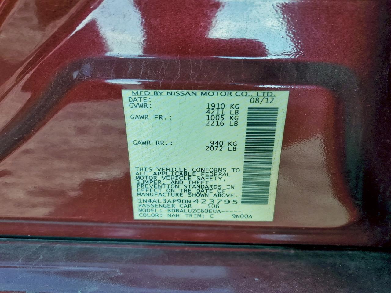 2013 NISSAN ALTIMA 2.5 photo 12