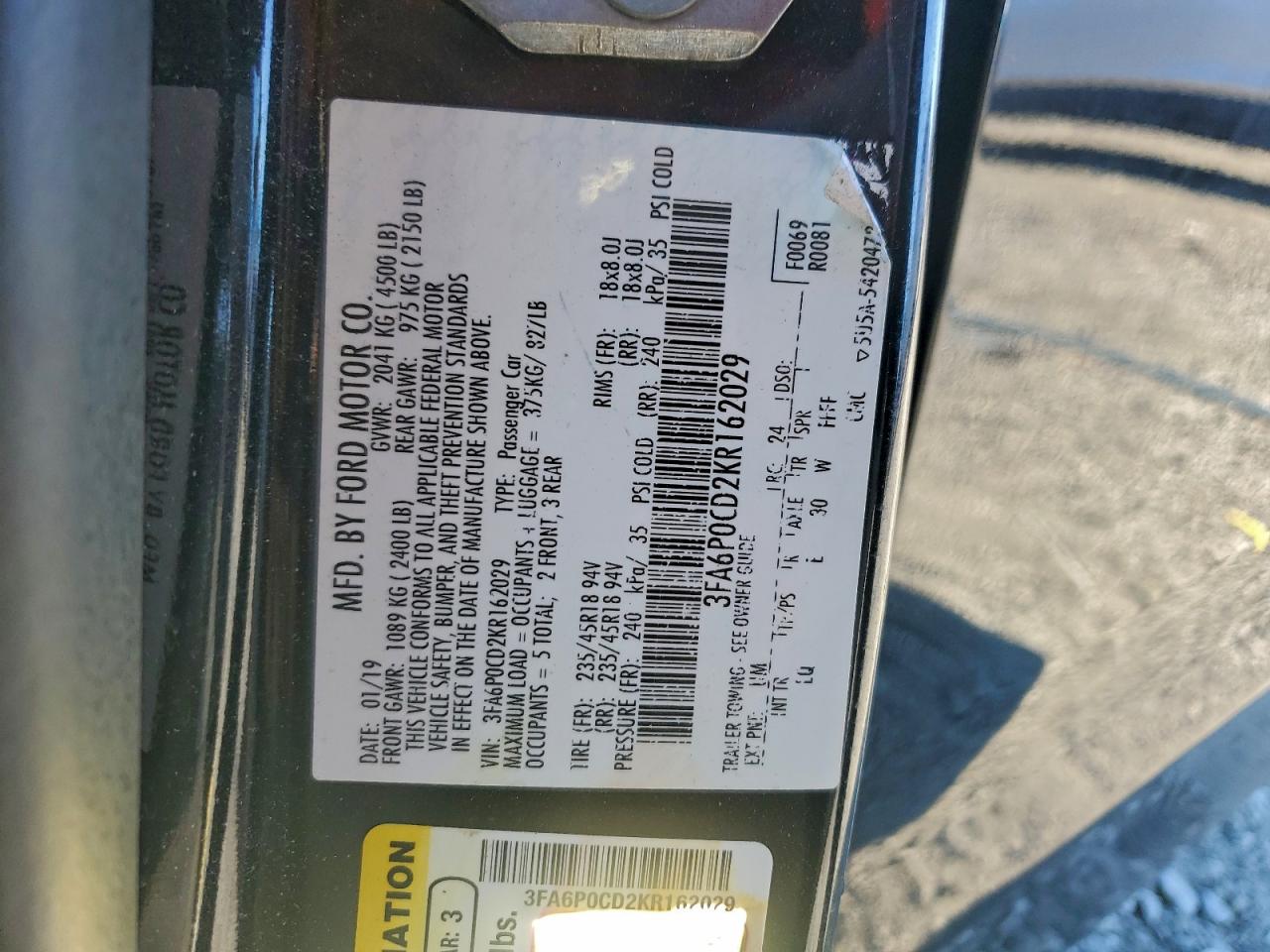 2019 FORD FUSION SEL photo 23