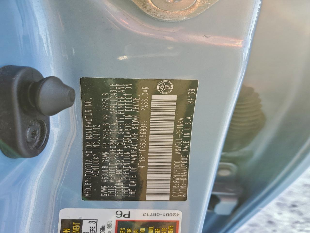 2012 TOYOTA CAMRY BASE photo 23