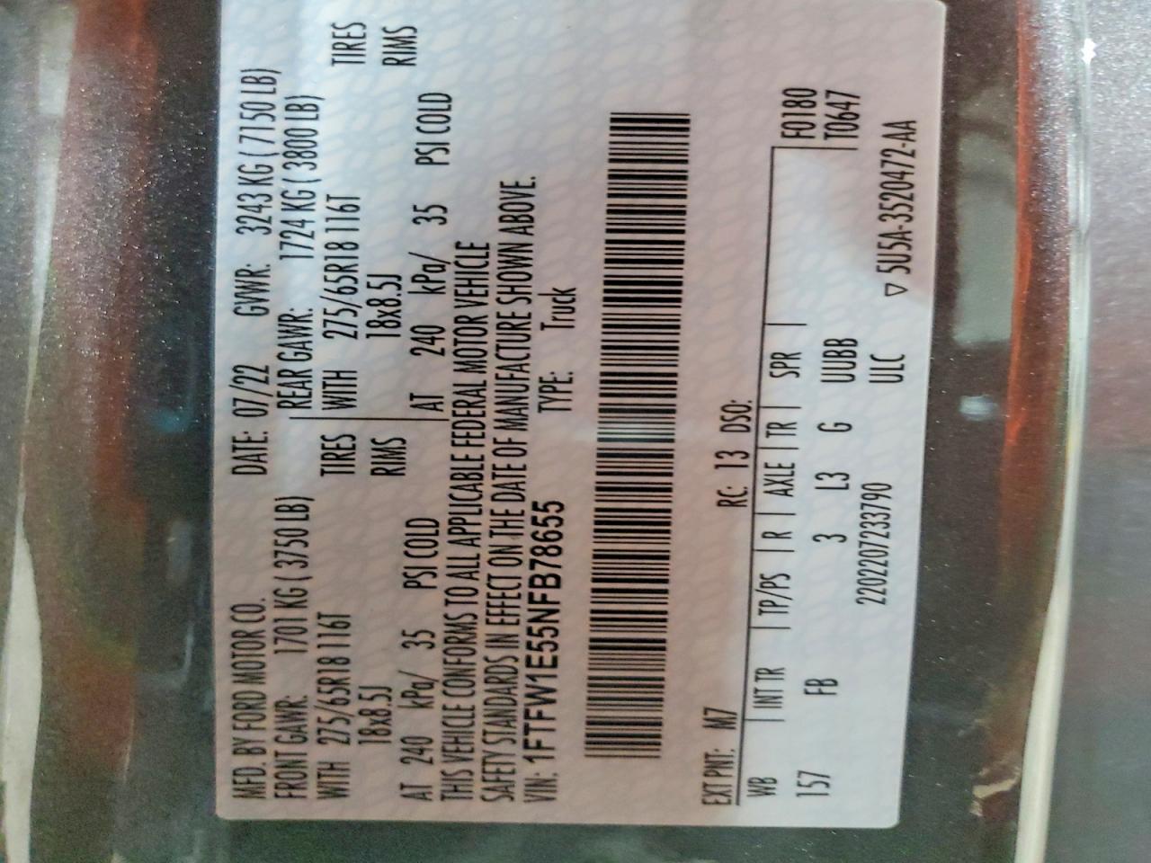 2022 FORD F150 SUPERCREW photo 13