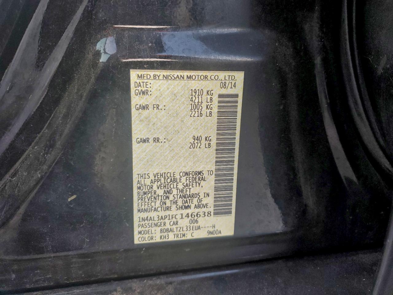2015 NISSAN ALTIMA 2.5 photo 13