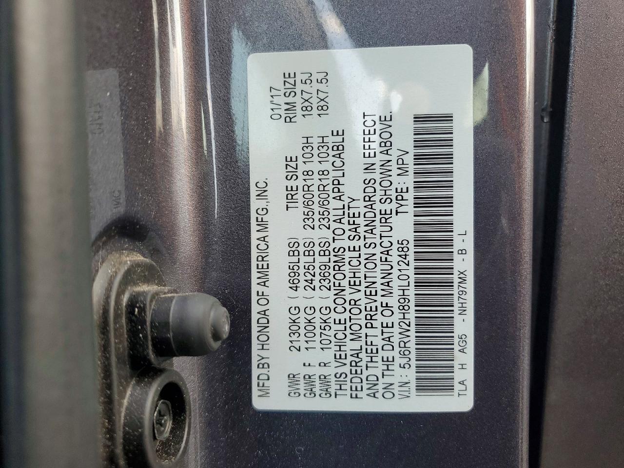 2017 HONDA CR-V EXL photo 12
