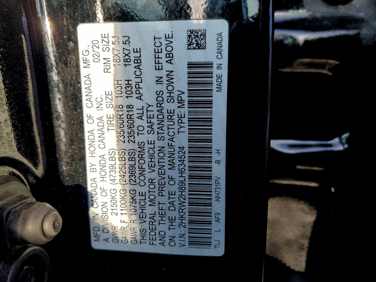 2020 HONDA CR-V EXL photo 13