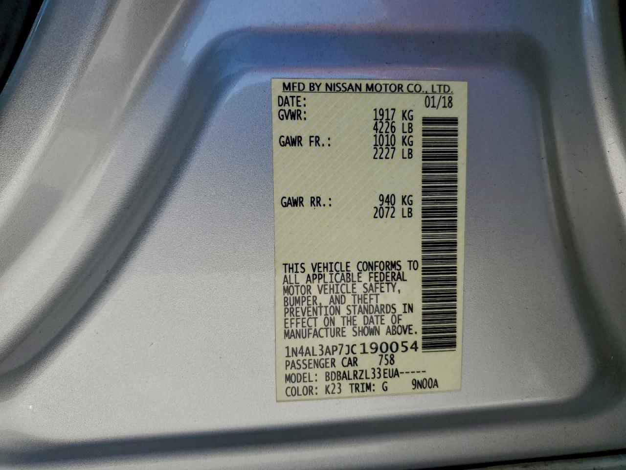 2018 NISSAN ALTIMA 2.5 photo 23
