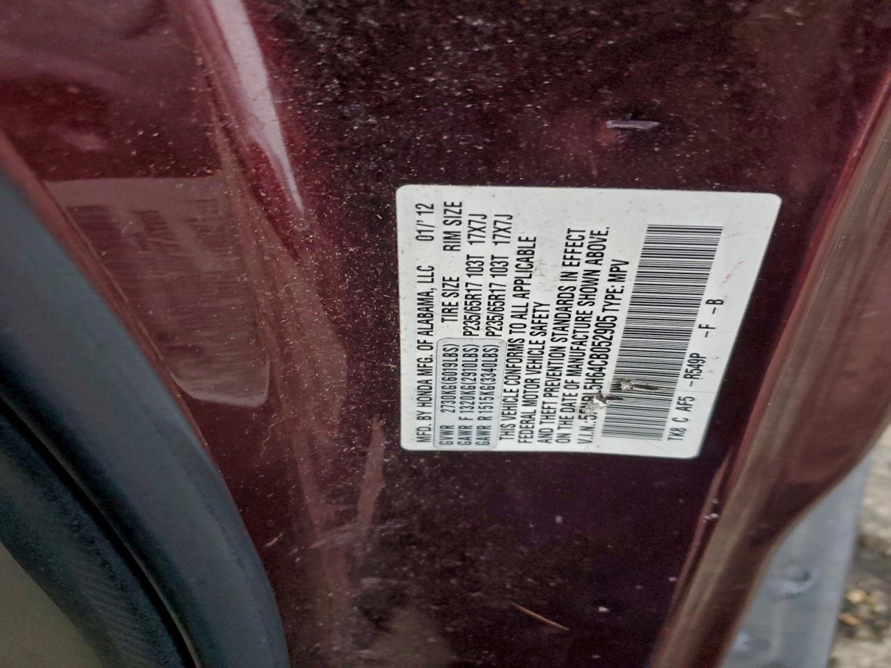2012 HONDA ODYSSEY EXL photo 13