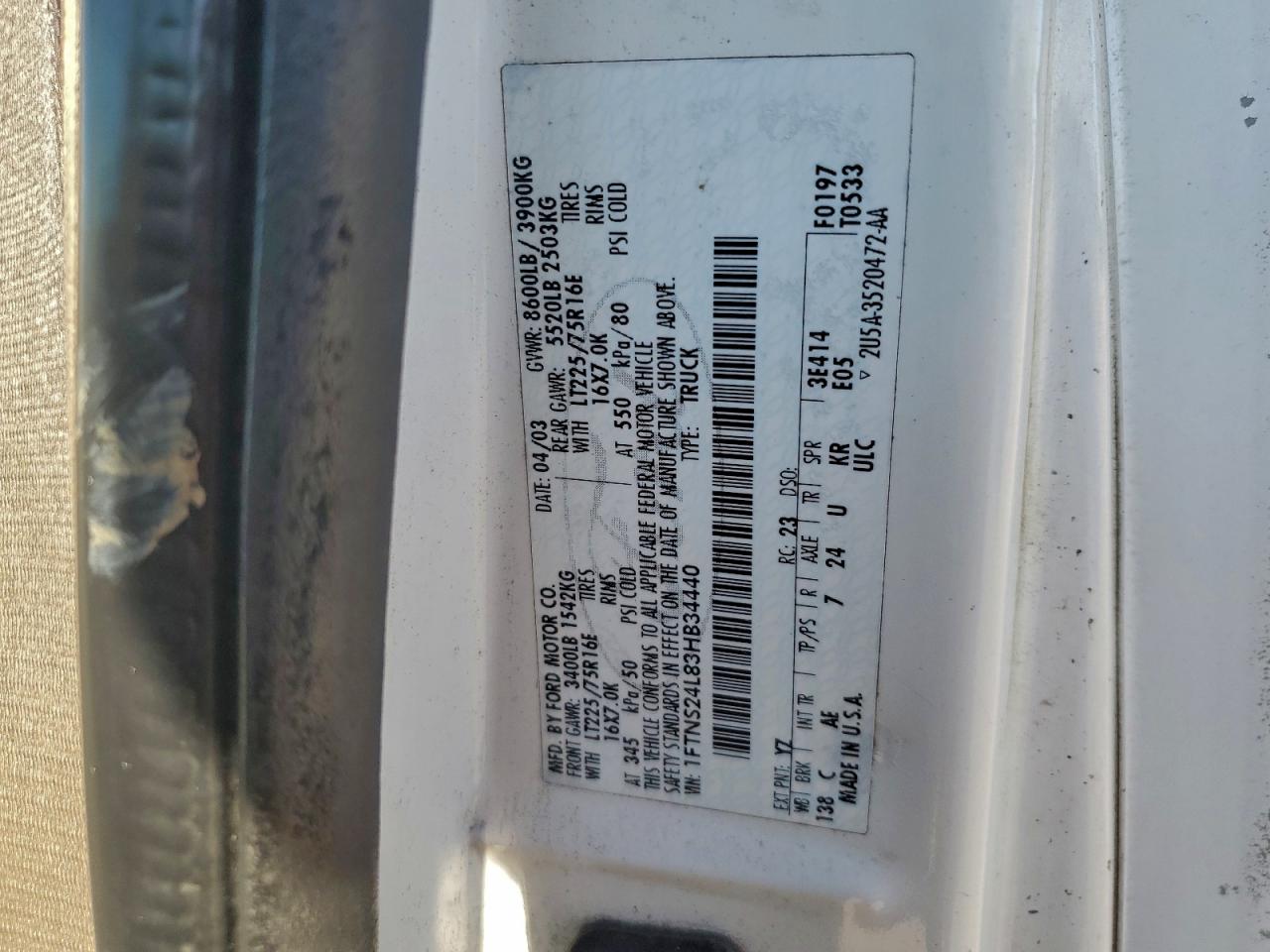 2003 FORD E250 DELIVERY VAN photo 12