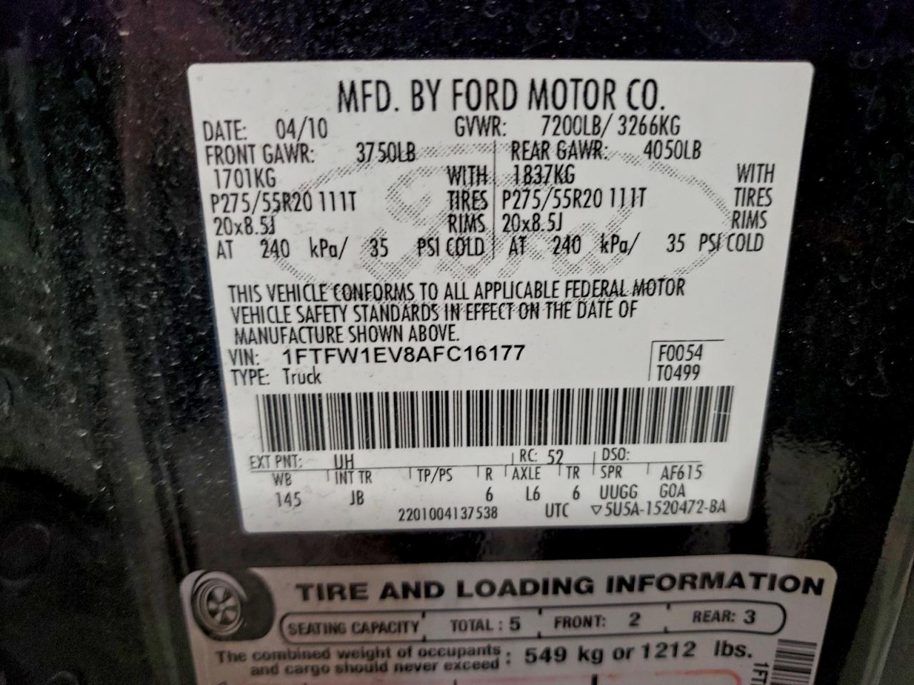 2010 FORD F150 SUPERCREW photo 12