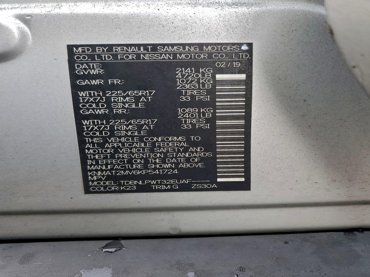 2019 NISSAN ROGUE S photo 25