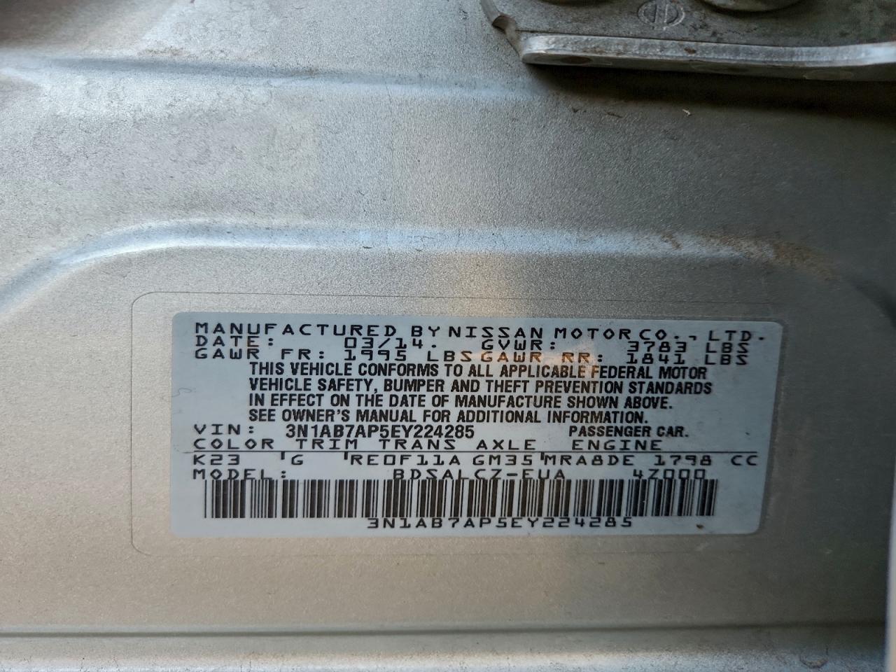2014 NISSAN SENTRA S photo 12