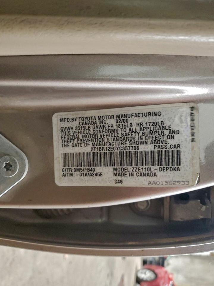 2000 TOYOTA COROLLA VE photo 12