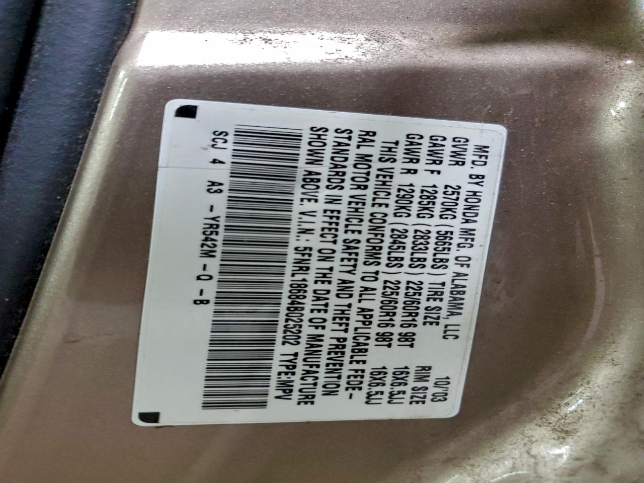 2004 HONDA ODYSSEY EX photo 12