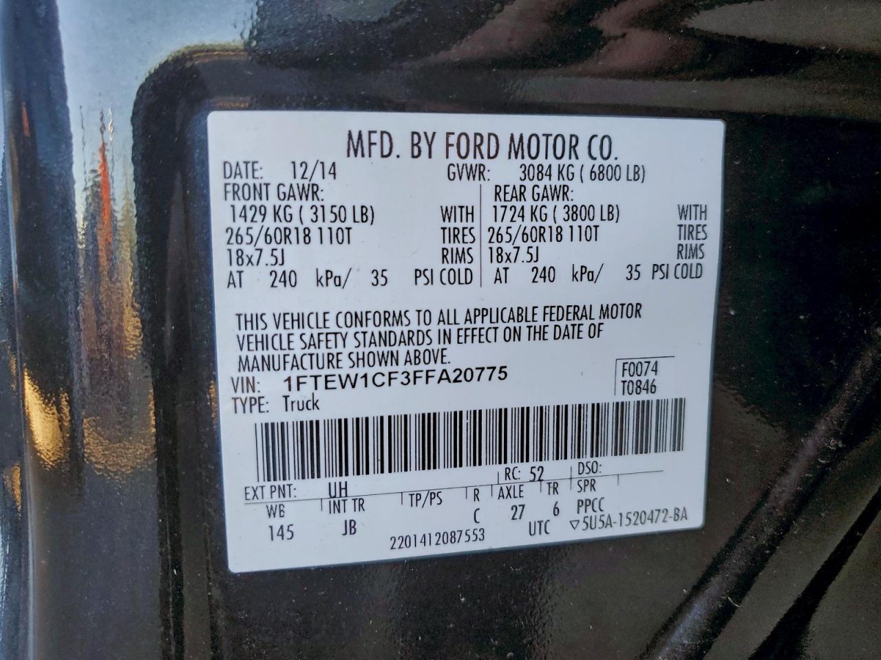 2015 FORD F150 SUPERCREW photo 13