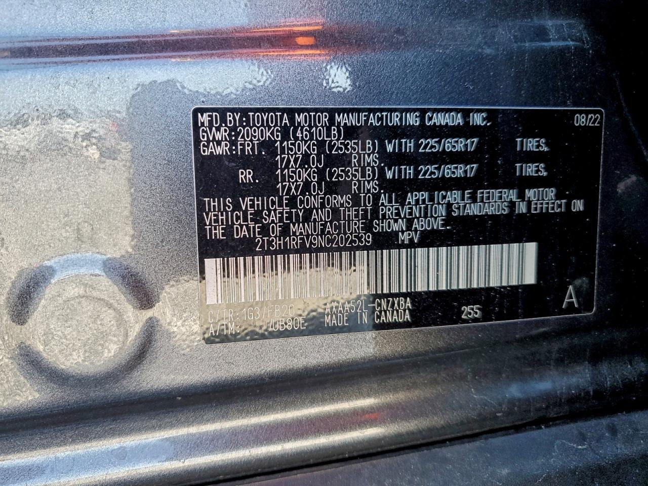 2022 TOYOTA RAV4 LE photo 12