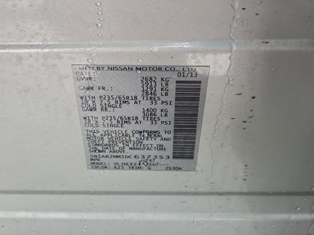 2013 NISSAN PATHFINDER S photo 37