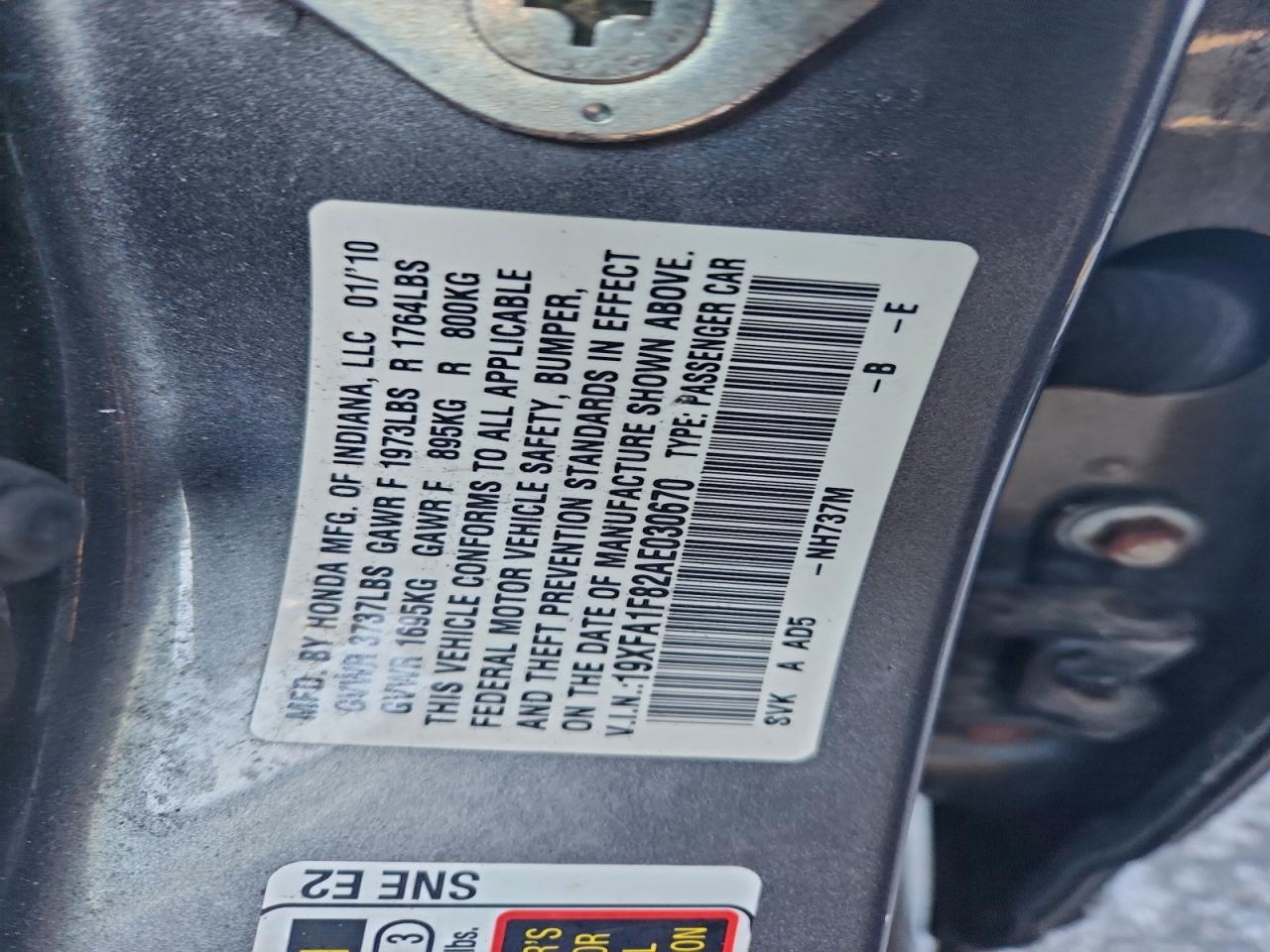 2010 HONDA CIVIC EX photo 12