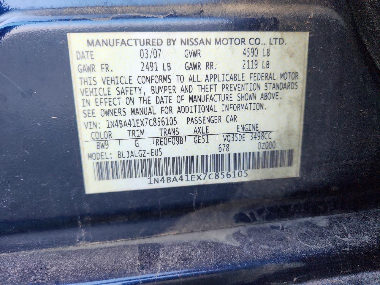 2007 NISSAN MAXIMA SE photo 25