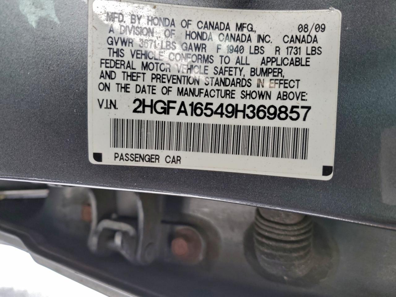 2009 HONDA CIVIC LX photo 12