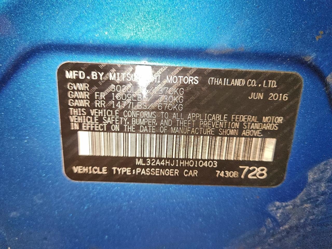 2017 MITSUBISHI MIRAGE SE photo 37