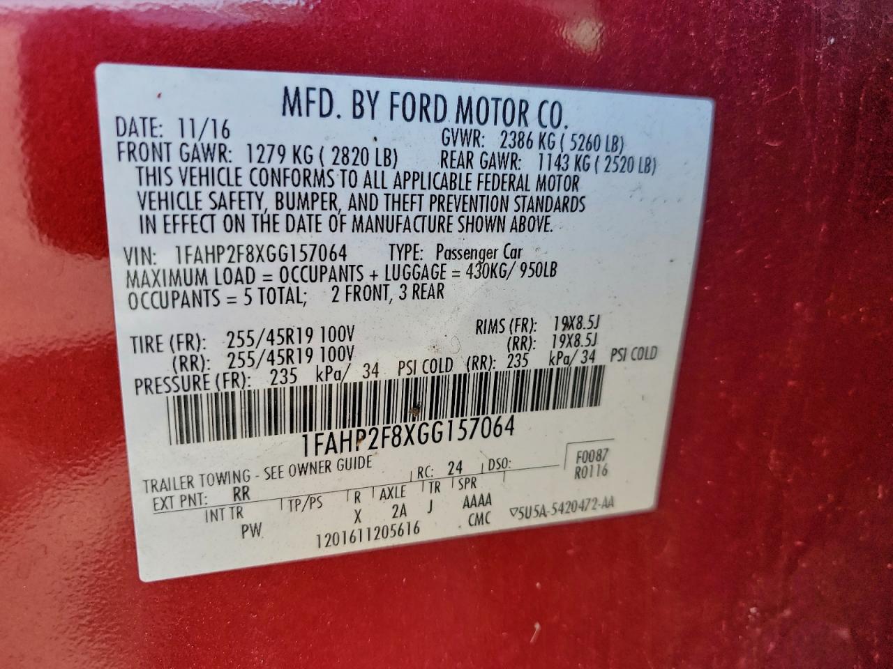 2016 FORD TAURUS LIMITED photo 12