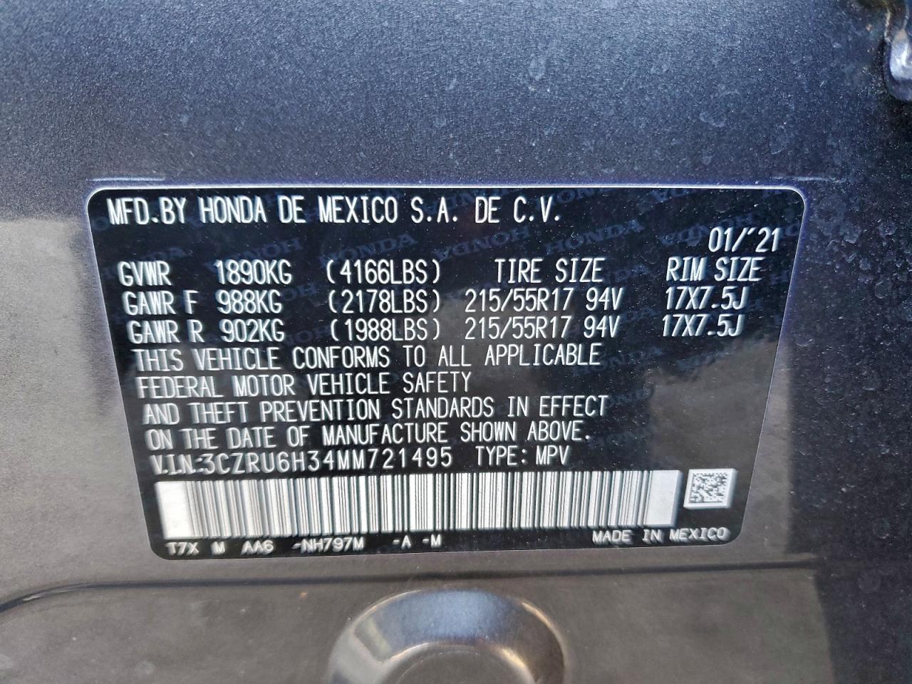 2021 HONDA HR-V LX photo 13