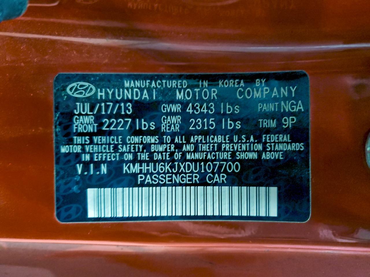 2013 HYUNDAI GENESIS COUPE 3.8L photo 13