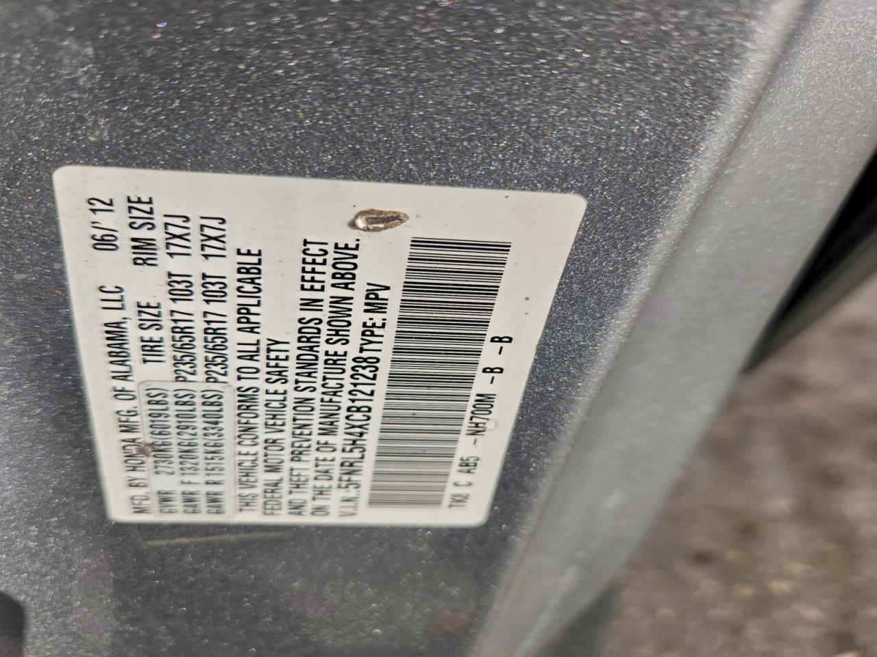 2012 HONDA ODYSSEY EX photo 13