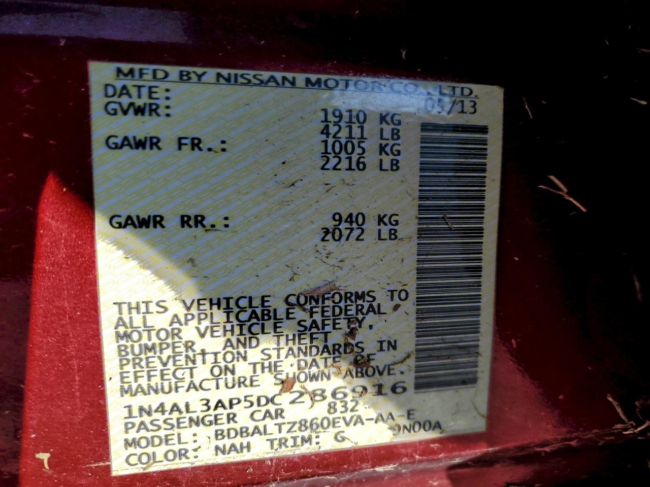 2013 NISSAN ALTIMA 2.5 photo 12