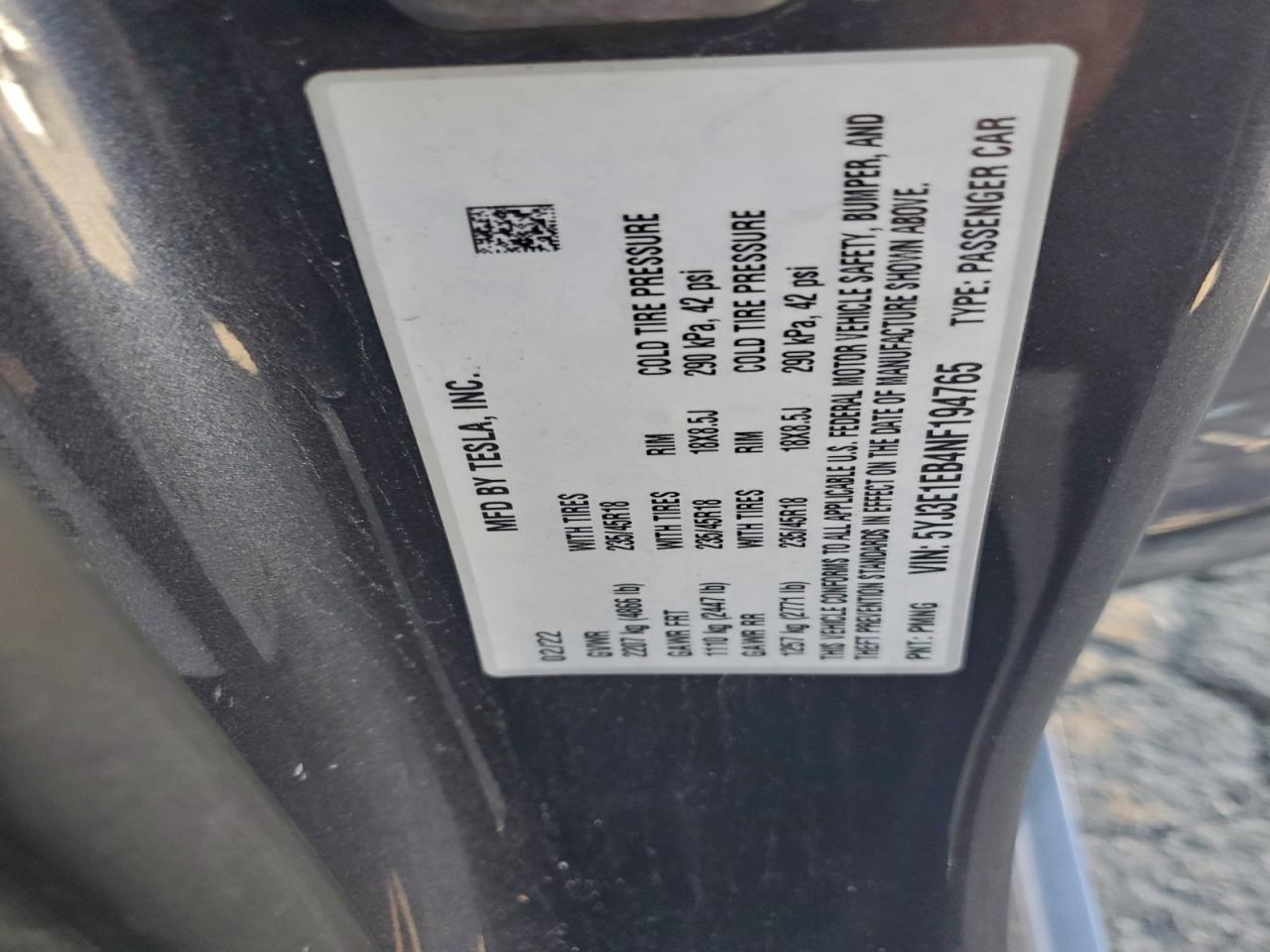 2022 TESLA MODEL 3 photo 13