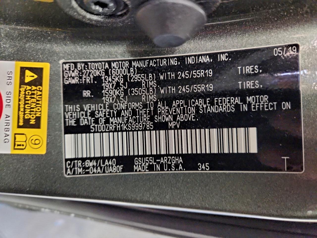 2019 TOYOTA HIGHLANDER LIMITED photo 13
