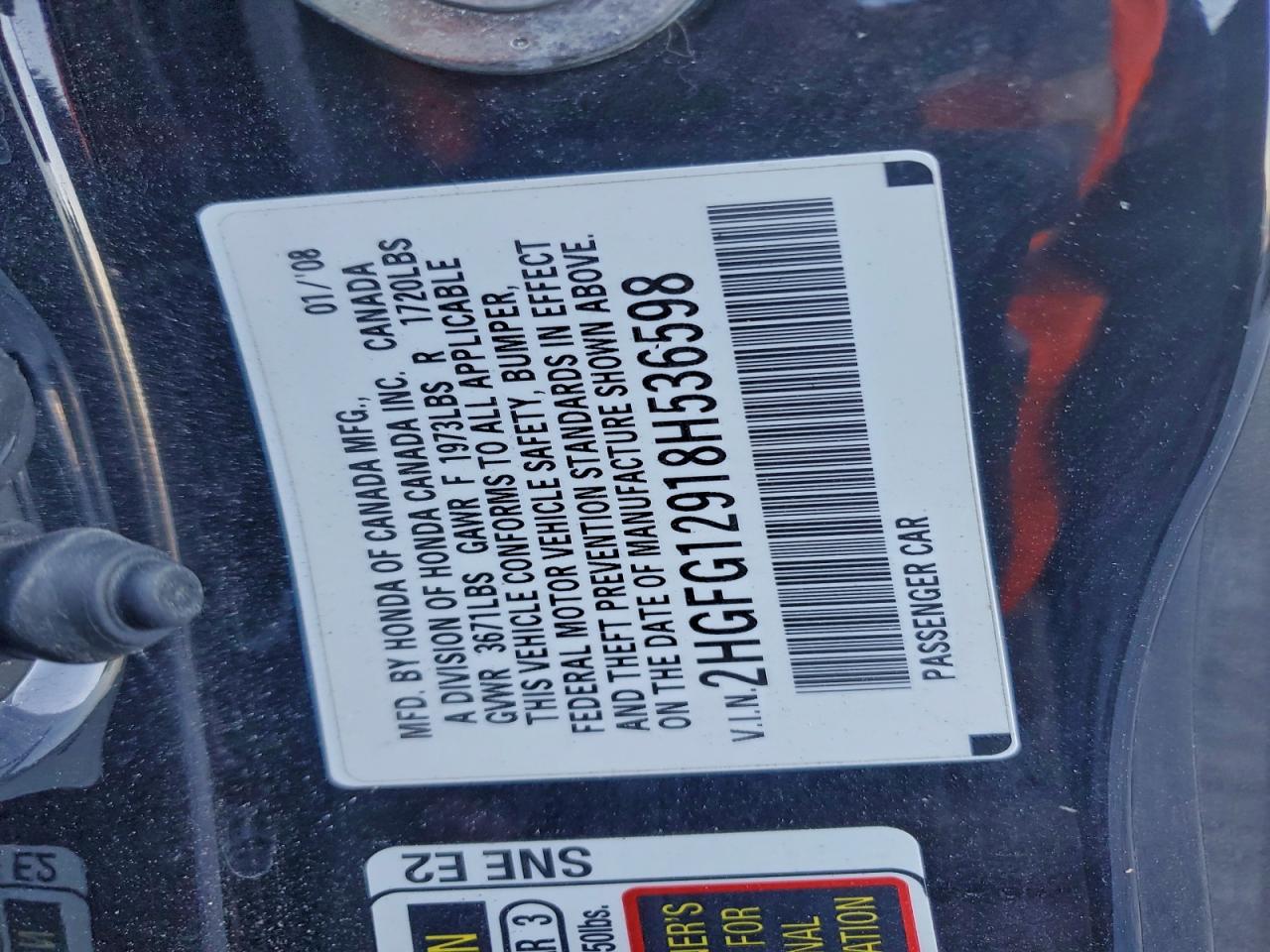 2008 HONDA CIVIC EXL photo 12