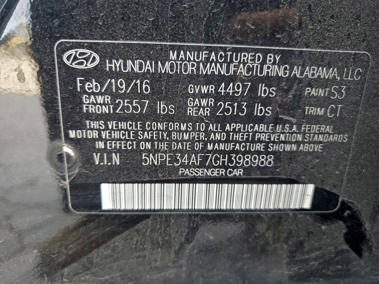 2016 HYUNDAI SONATA SPORT photo 13