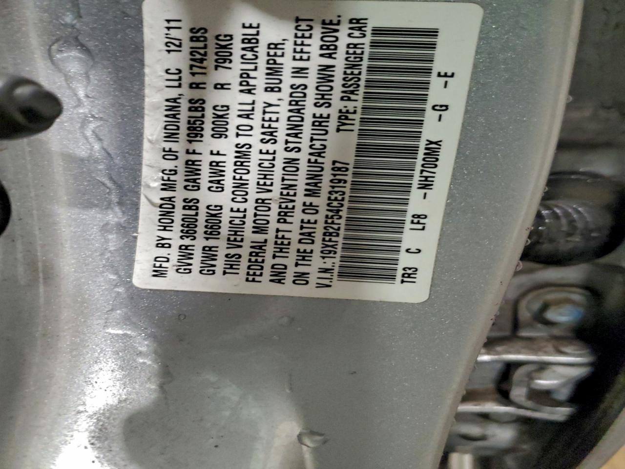 2012 HONDA CIVIC LX photo 12