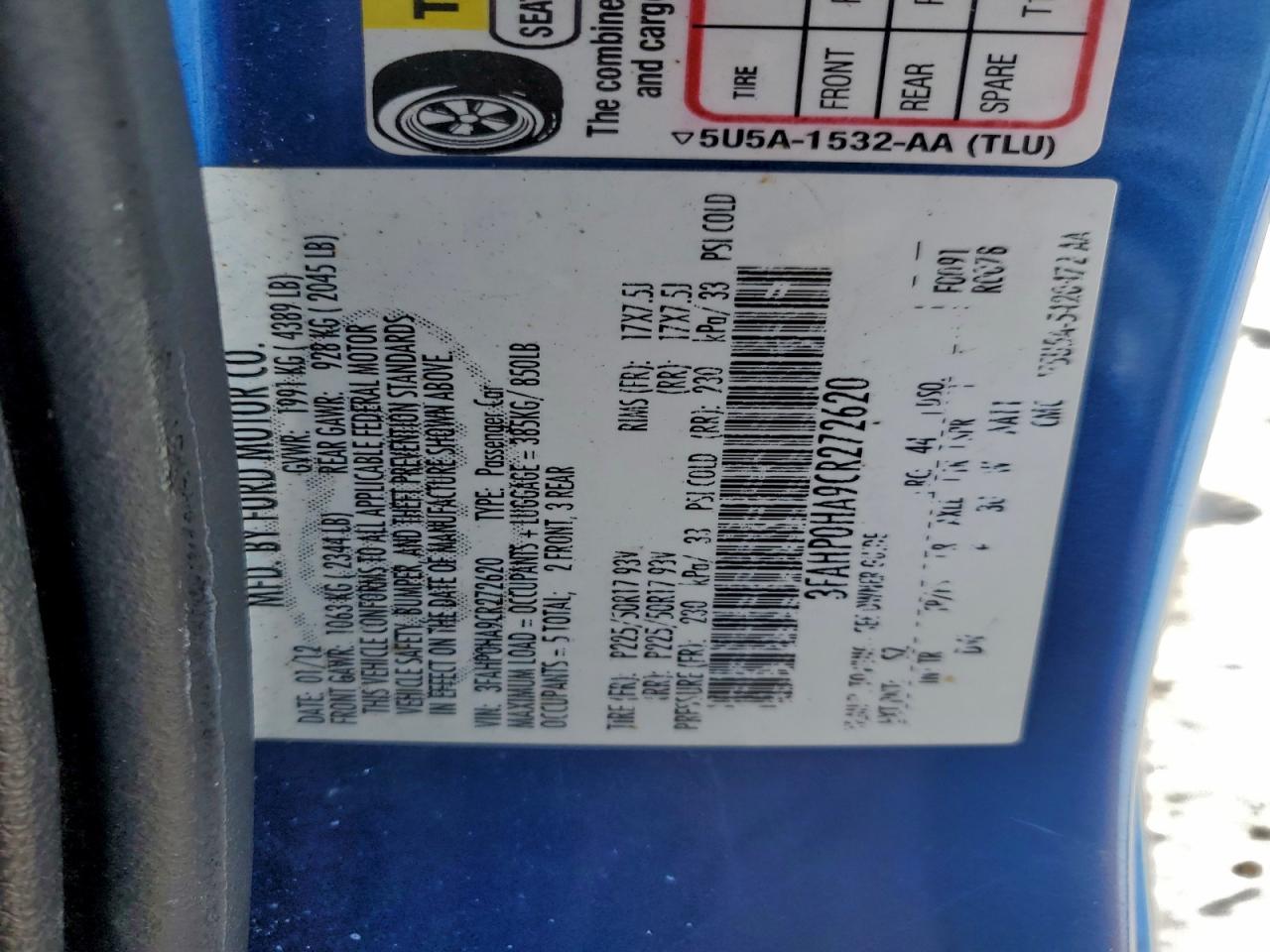 2012 FORD FUSION SE photo 12