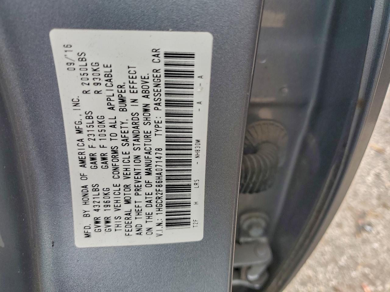 2017 HONDA ACCORD EXL photo 12