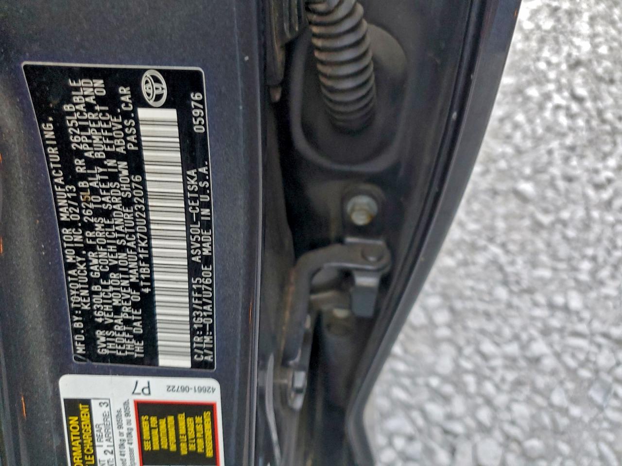 2013 TOYOTA CAMRY L photo 12
