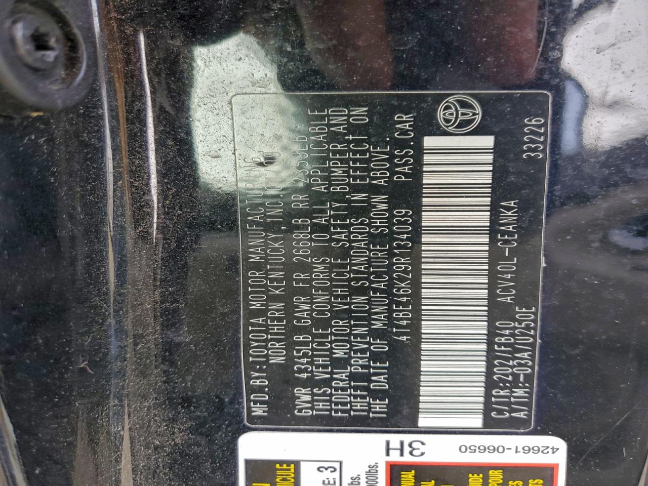 2009 TOYOTA CAMRY BASE photo 12