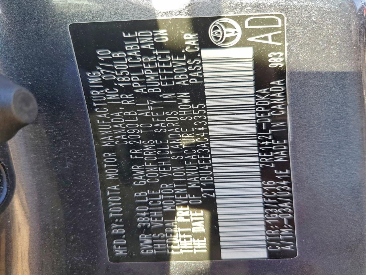 2010 TOYOTA COROLLA BASE photo 12