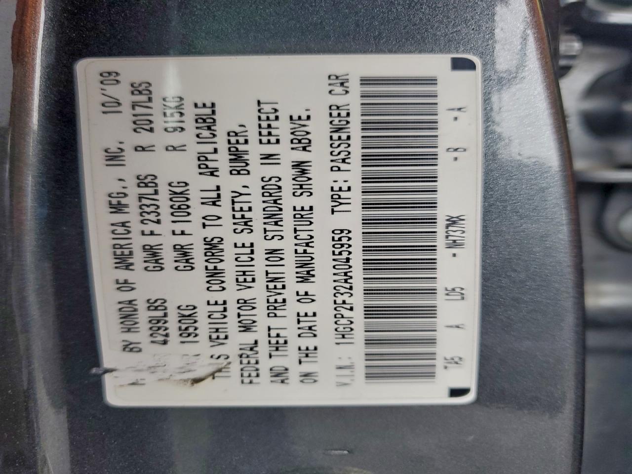 2010 HONDA ACCORD LX photo 13