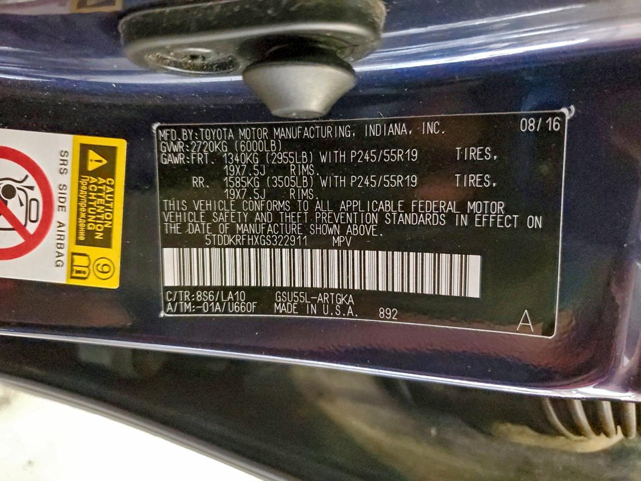 2016 TOYOTA HIGHLANDER LIMITED photo 13