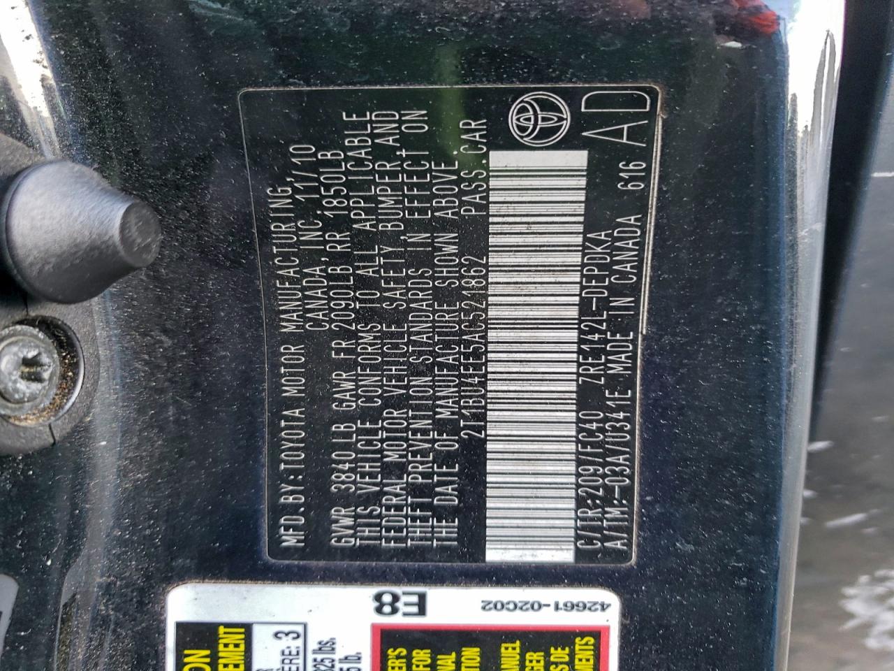 2010 TOYOTA COROLLA BASE photo 12